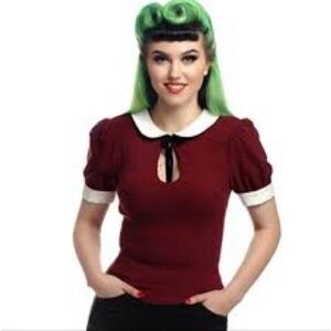 Collectif Red Khloe Top in Burgundy M